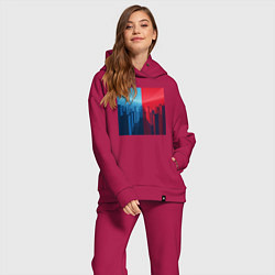 Женский костюм оверсайз Архитектурный минимализм, цвет: маджента — фото 2