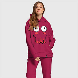 Женский костюм оверсайз John Zoidberg Face, цвет: маджента — фото 2