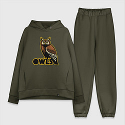 Женский костюм оверсайз Owls, цвет: хаки