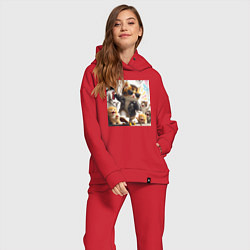 Женский костюм оверсайз Кумир среди котят - граффити, цвет: красный — фото 2