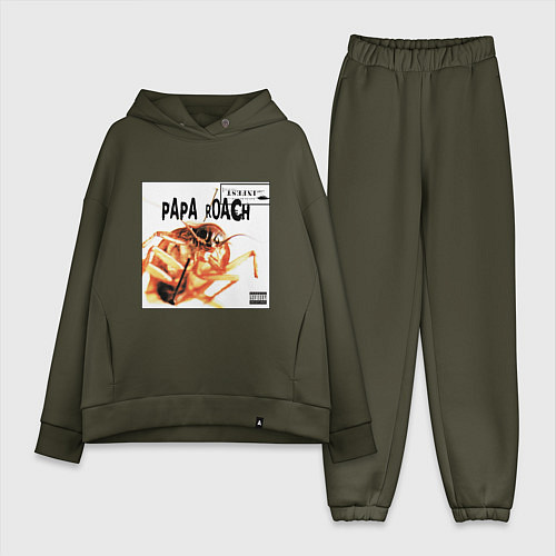 Женский костюм оверсайз Papa Roach - infest / Хаки – фото 1