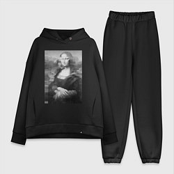 Женский костюм оверсайз Черная-белая Мона Лиза с глюками, цвет: черный