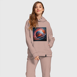 Женский костюм оверсайз Огненная планета, цвет: пыльно-розовый — фото 2