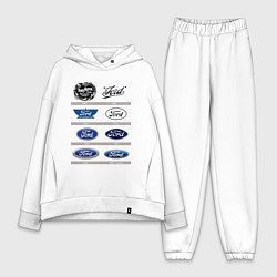Женский костюм оверсайз Ford логотип, цвет: белый