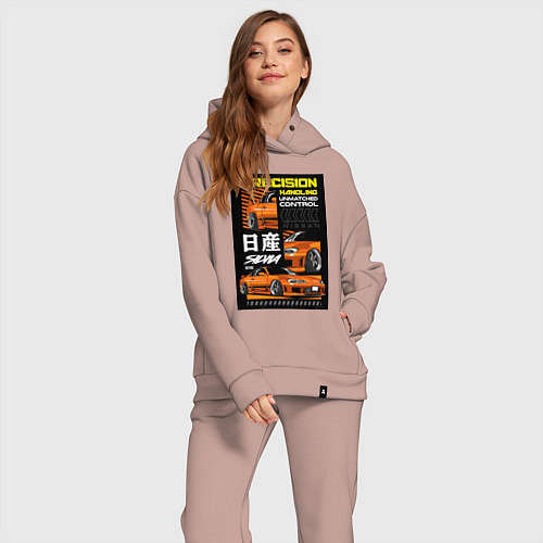 Женский костюм оверсайз Nissan Silvia авто / Пыльно-розовый – фото 2