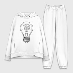 Женский костюм оверсайз Мозг и лампочка, цвет: белый