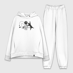 Женский костюм оверсайз Баскетбольный кот, цвет: белый