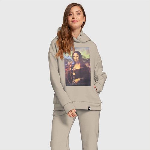 Женский костюм оверсайз Мона Лиза с кальяном / Миндальный – фото 2