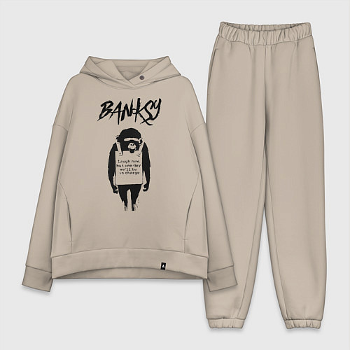 Женский костюм оверсайз Обезьяна граффити уличное искусство Banksy / Миндальный – фото 1