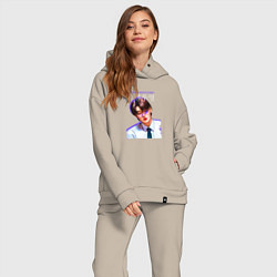 Женский костюм оверсайз Jeong Wooyoung Ateez, цвет: миндальный — фото 2