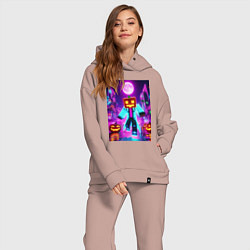 Женский костюм оверсайз Neon halloween and Minecraft - collaboration, цвет: пыльно-розовый — фото 2