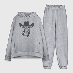 Женский костюм оверсайз Корова ковбой, цвет: меланж