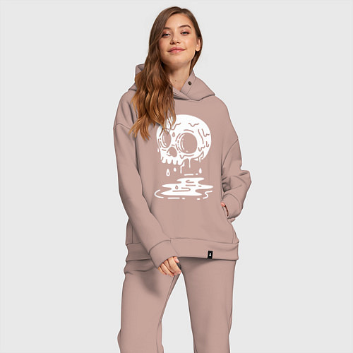 Женский костюм оверсайз Череп плачет / Пыльно-розовый – фото 2