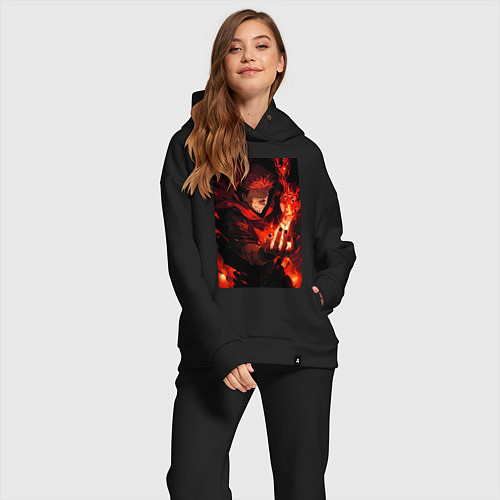 Женский костюм оверсайз Сукуна Рёмэн проклятье / Черный – фото 2