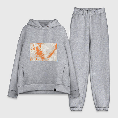 Женский костюм оверсайз Оранжевая краска на белом / Меланж – фото 1