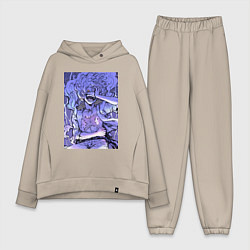 Женский костюм оверсайз Ван-Пис Луффи улыбается, цвет: миндальный