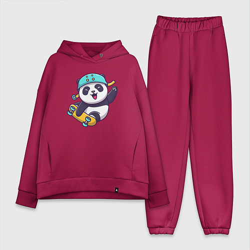 Женский костюм оверсайз Skater panda / Маджента – фото 1