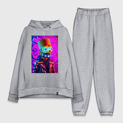 Женский костюм оверсайз Барт Симпсон в респираторе - неоновое свечение, цвет: меланж