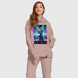 Женский костюм оверсайз DJ Rex - neon glow fantasy, цвет: пыльно-розовый — фото 2