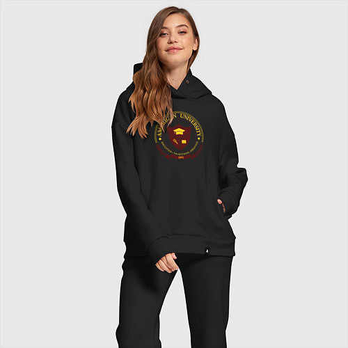 Женский костюм оверсайз University emblem / Черный – фото 2