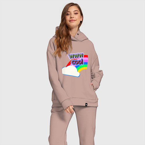 Женский костюм оверсайз Rainbow Vibes / Пыльно-розовый – фото 2