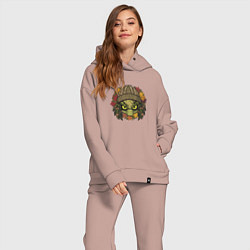 Женский костюм оверсайз Хищник в вязаной шапке, цвет: пыльно-розовый — фото 2