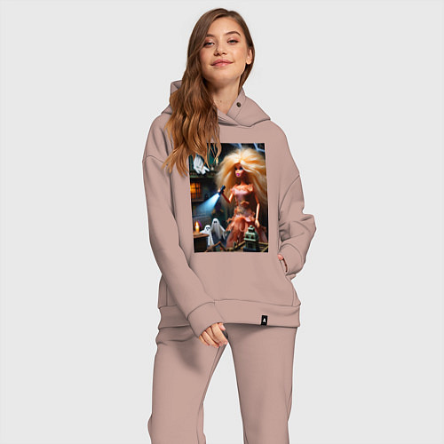 Женский костюм оверсайз Барби с фонариком забралась на чердак в ночь на хэ / Пыльно-розовый – фото 2