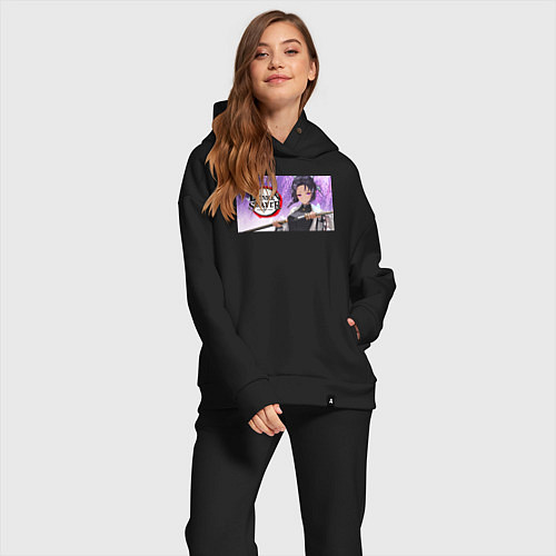 Женский костюм оверсайз Demon slayer black go / Черный – фото 2