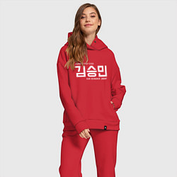 Женский костюм оверсайз Ким Сынмин stray kids, цвет: красный — фото 2