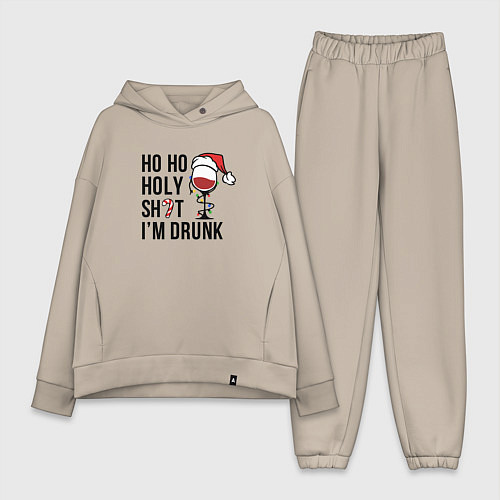 Женский костюм оверсайз Im drink - New Year / Миндальный – фото 1