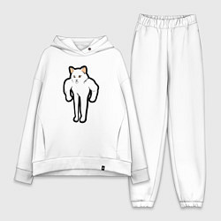 Женский костюм оверсайз Кот качок, цвет: белый