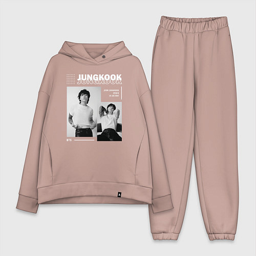 Женский костюм оверсайз Jungkook bts seven / Пыльно-розовый – фото 1