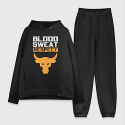 Женский костюм оверсайз Blood sweet respect logo, цвет: черный