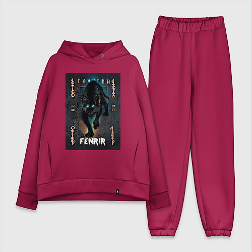 Женский костюм оверсайз Fenrir black vinyl / Маджента – фото 1