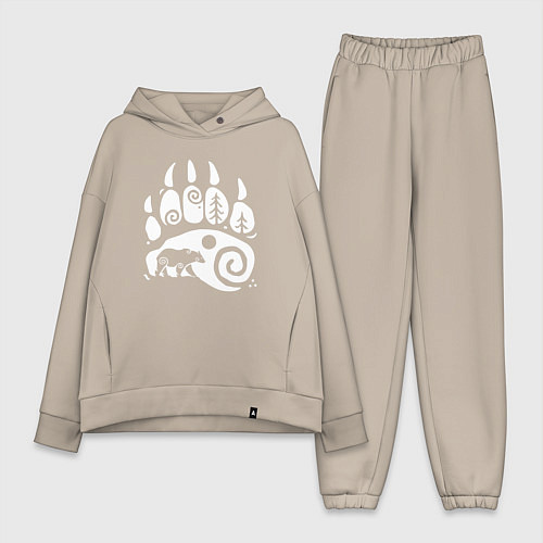 Женский костюм оверсайз След Велеса - медведь / Миндальный – фото 1