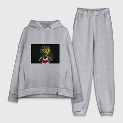 Женский костюм оверсайз Африканка с фруктами, цвет: меланж