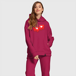 Женский костюм оверсайз Love like, цвет: маджента — фото 2