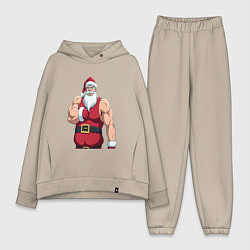 Женский костюм оверсайз Качок дед мороз, цвет: миндальный