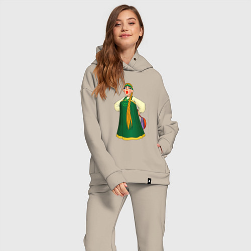 Женский костюм оверсайз Баба / Миндальный – фото 2