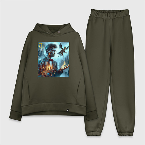 Женский костюм оверсайз Harry Potter wizard - cyberpunk / Хаки – фото 1