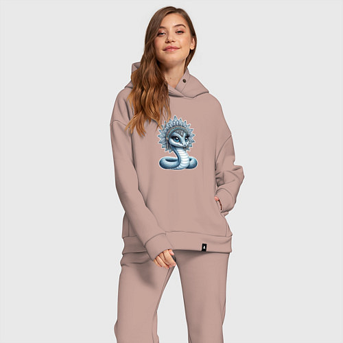 Женский костюм оверсайз Змея королева / Пыльно-розовый – фото 2