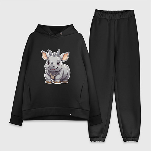 Женский костюм оверсайз Серый носорог / Черный – фото 1