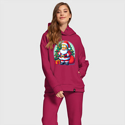 Женский костюм оверсайз Santa Simpson - ai art, цвет: маджента — фото 2