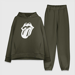 Женский костюм оверсайз Rolling Stones - white logo, цвет: хаки