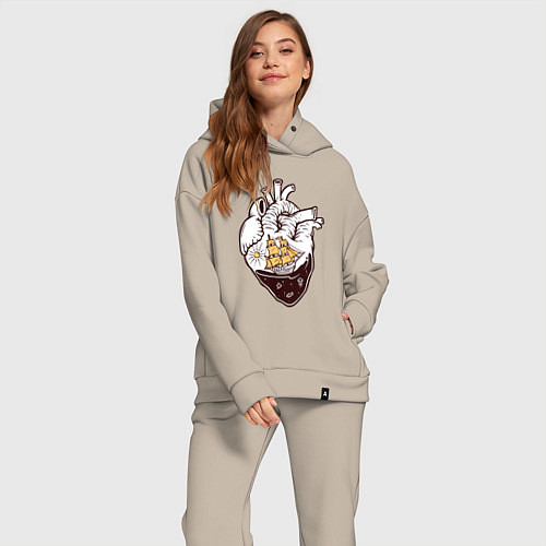 Женский костюм оверсайз Сердце корабля / Миндальный – фото 2