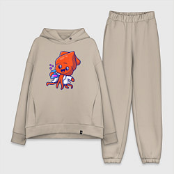 Женский костюм оверсайз Химик осьминог, цвет: миндальный