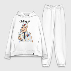 Женский костюм оверсайз Чиловый парень дурка, цвет: белый