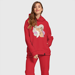 Женский костюм оверсайз Лиса с улыбающимся выражением морды, цвет: красный — фото 2