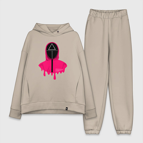 Женский костюм оверсайз Розовый надзиратель / Миндальный – фото 1