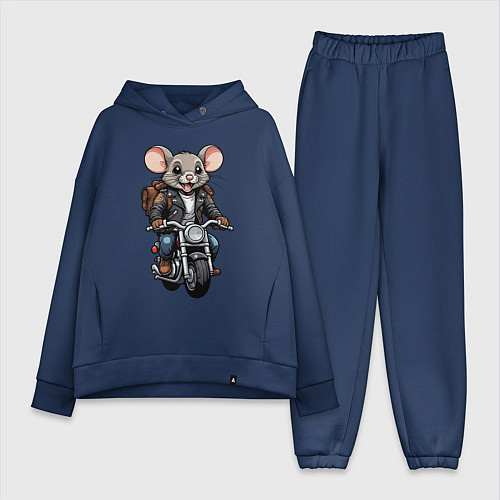 Женский костюм оверсайз Biker mice / Тёмно-синий – фото 1